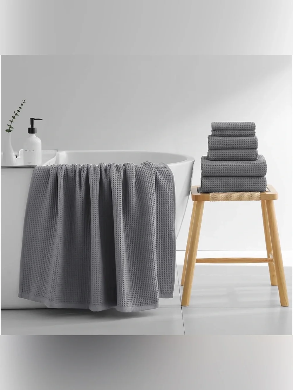 NWT - Robmic Dark Gray Waffle Bath Sheets - extra large - 2 Pack